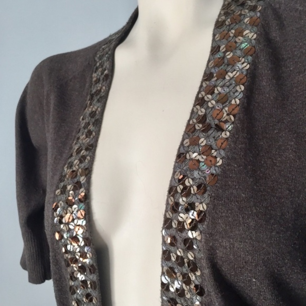 Express Holiday Cardigan Brown w/ Sprakle Sequins